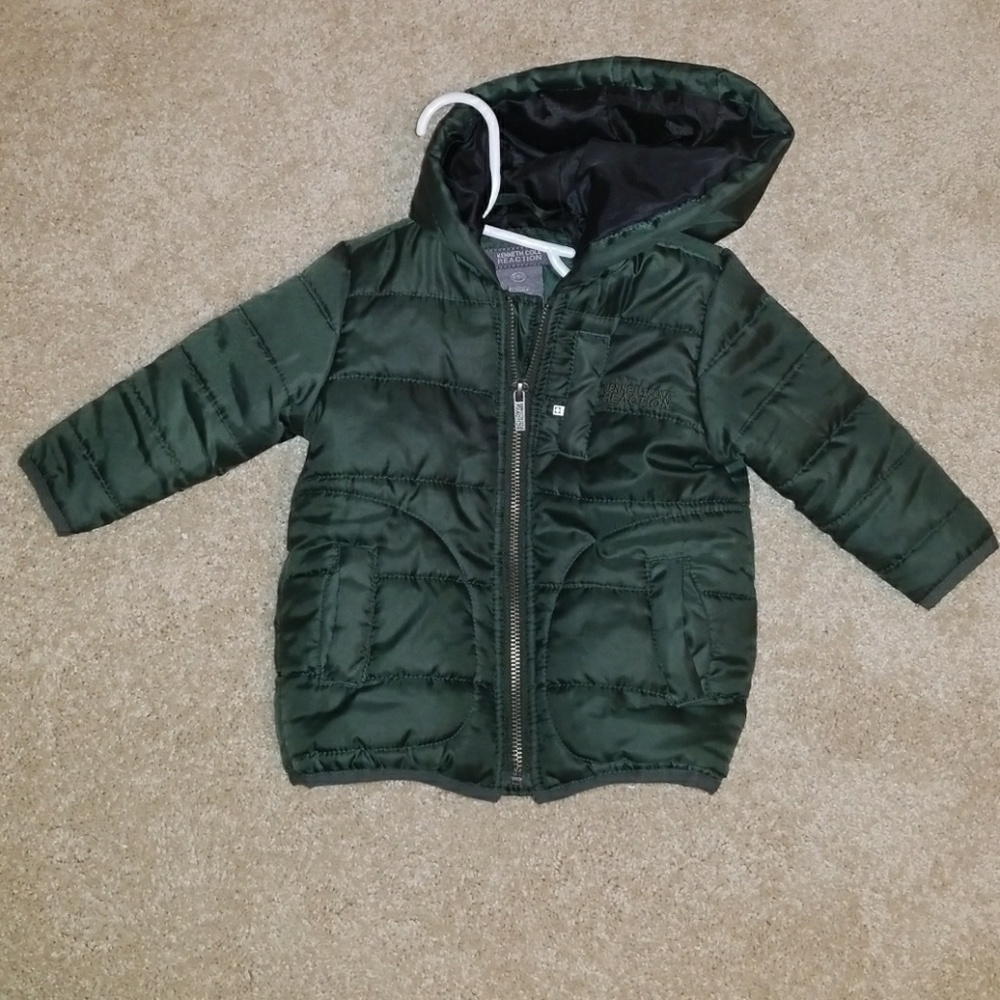 Kenneth Cole Baby Boys Dark Green Hooded Puffer Jacket Coat 6-9 Months